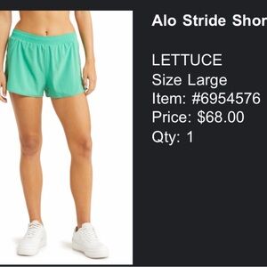 ALO Yoga Stride Shorts in Lettuce Green - Women's Athletic Shorts